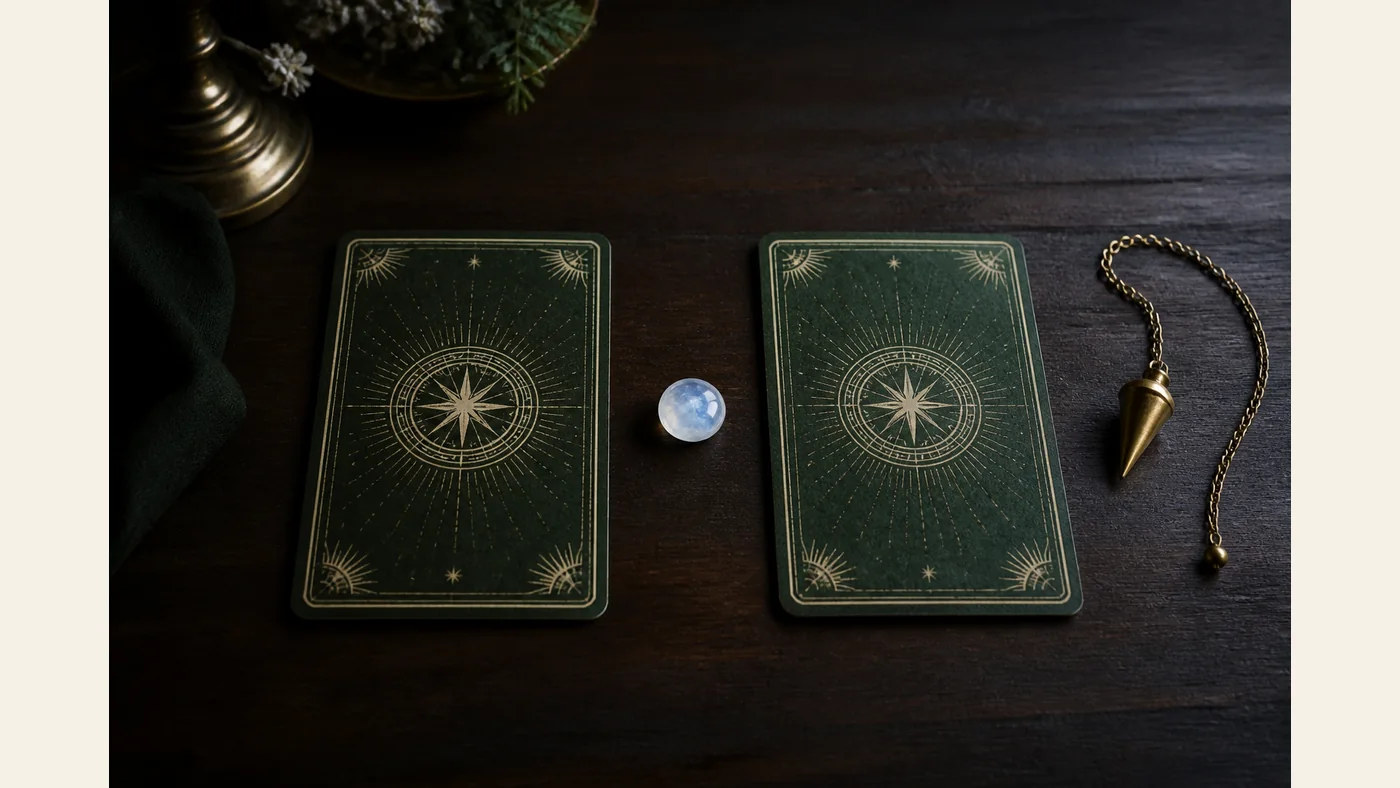 A balanced yes or no tarot spread with a calm candlelit backdrop